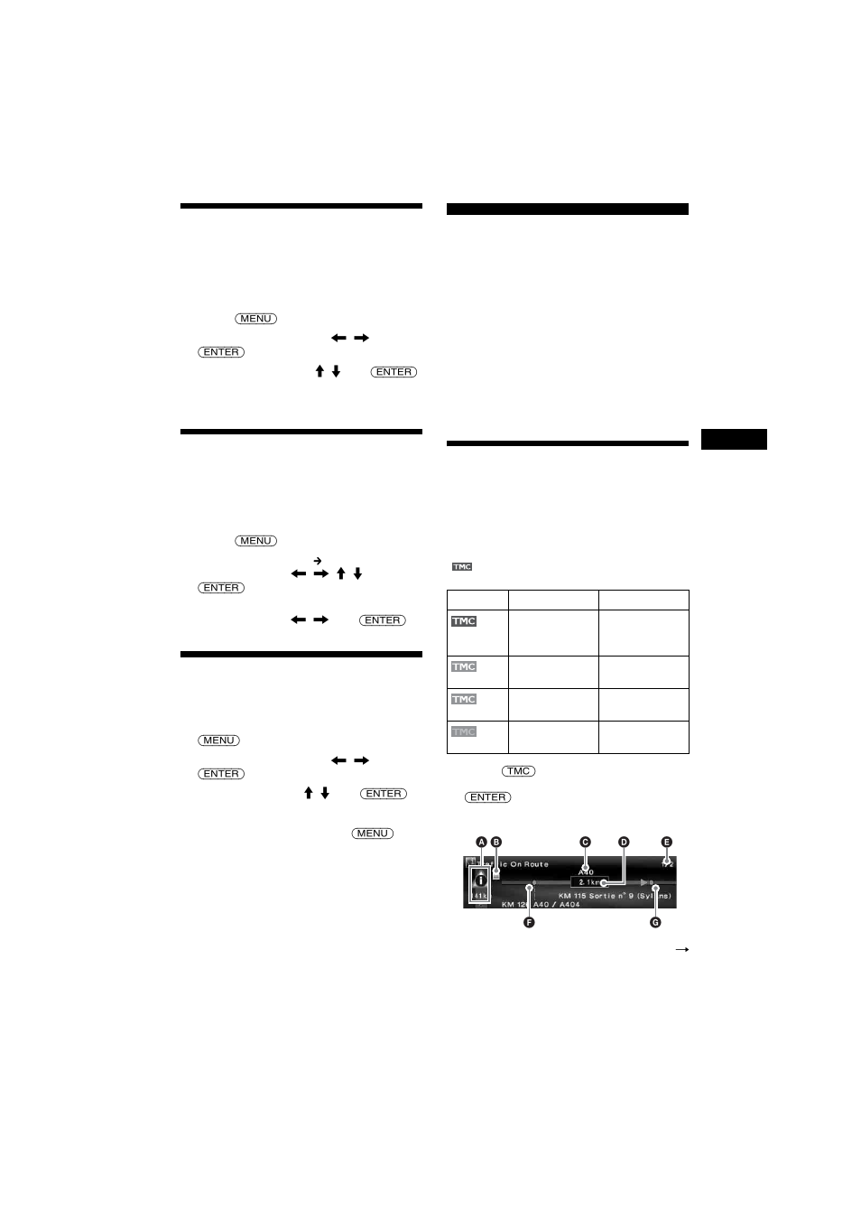 Searching for the route again, Deleting a waypoint/ destination, Simulating the route | Rds-tmc information, Displaying traffic event information | Sony NVX-HC1 User Manual | Page 17 / 130