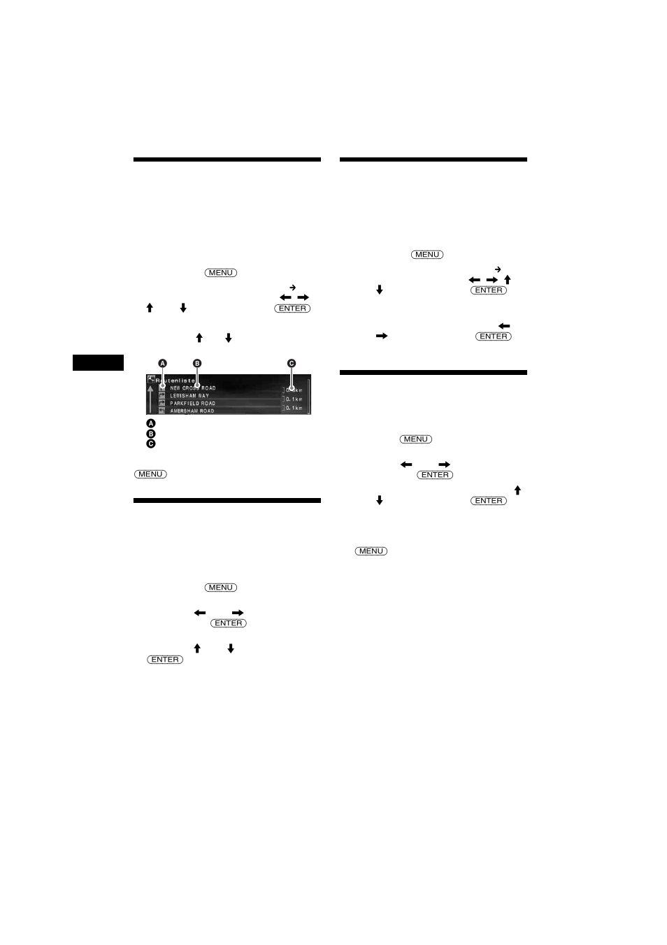 Überprüfen der routendetails anhand der liste, Erneutes suchen der route, Löschen des etappenziels/ ziels | Simulieren der route, Überprüfen der routendetails anhand, Der liste | Sony NVX-HC1 User Manual | Page 42 / 130