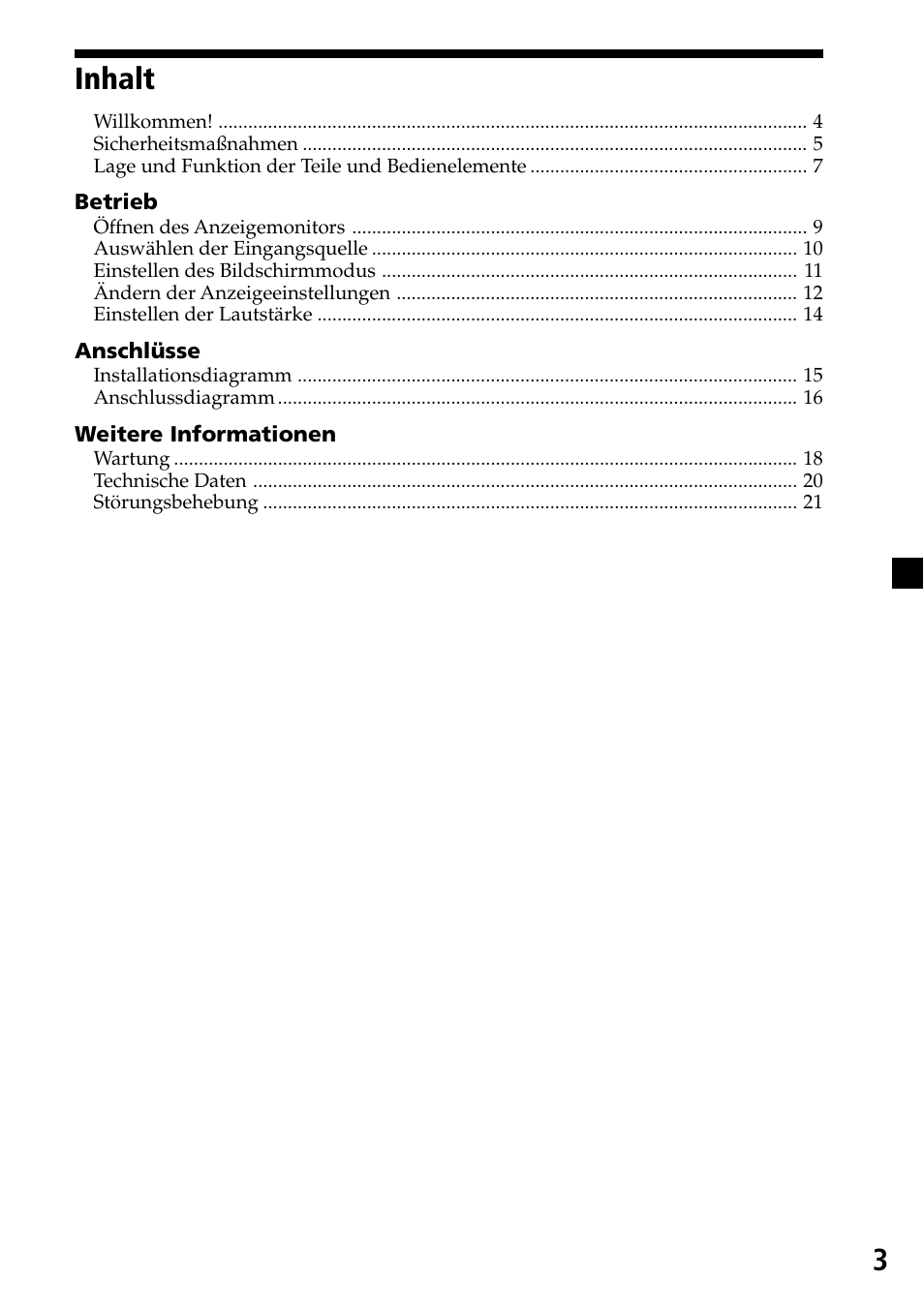 Inhalt, 3inhalt | Sony XVM-R70 User Manual | Page 23 / 104