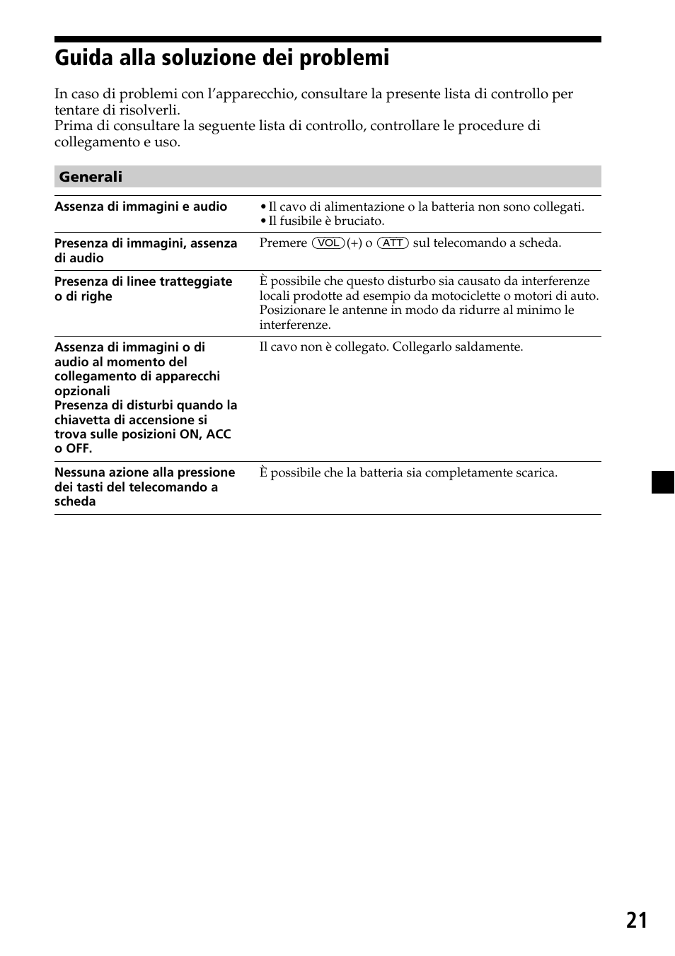 Guida alla soluzione dei problemi, 21 guida alla soluzione dei problemi | Sony XVM-R70 User Manual | Page 81 / 104