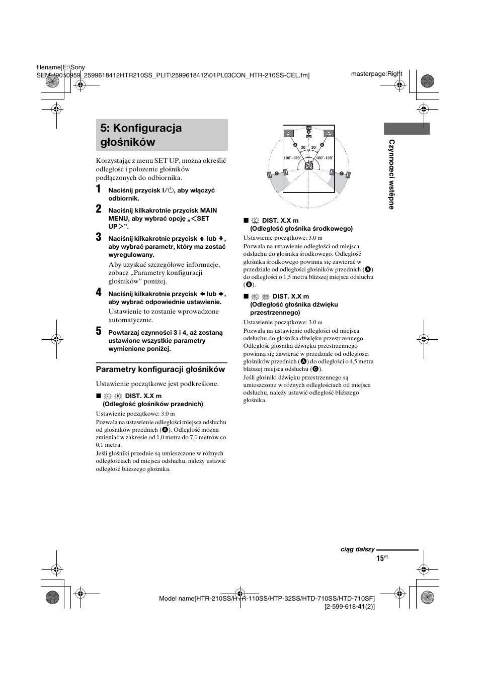 Konfiguracja głośników | Sony HTD-710SF User Manual | Page 15 / 92