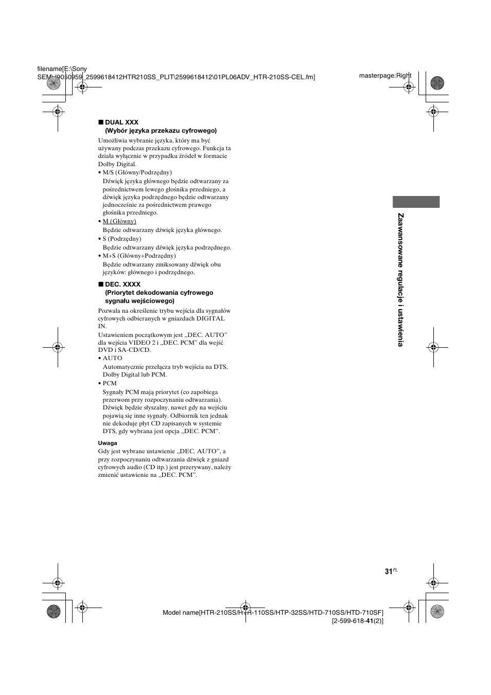 Sony HTD-710SF User Manual | Page 31 / 92