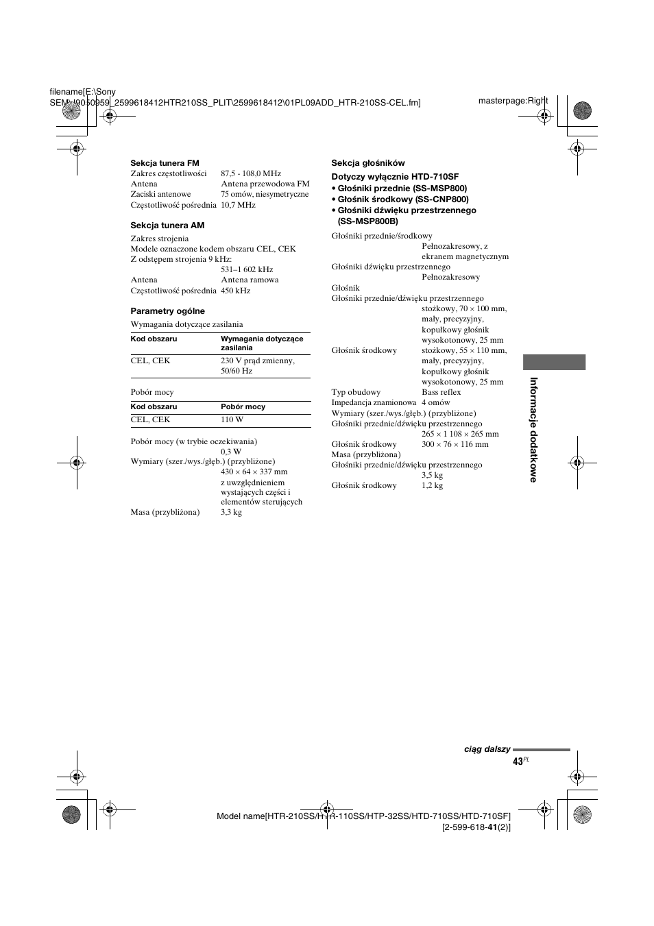 Sony HTD-710SF User Manual | Page 43 / 92