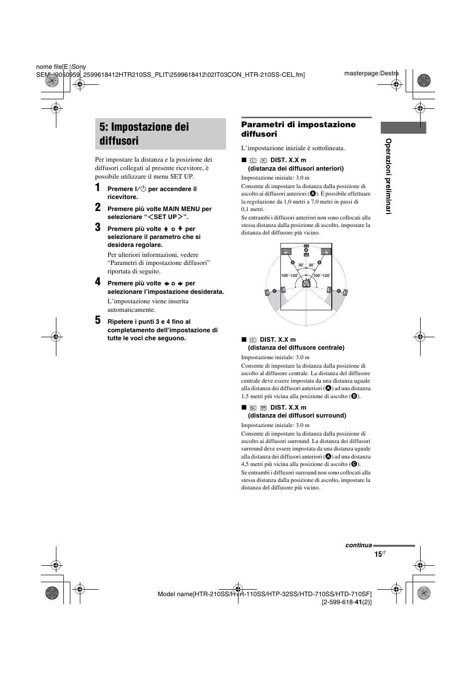 Impostazione dei diffusori | Sony HTD-710SF User Manual | Page 61 / 92