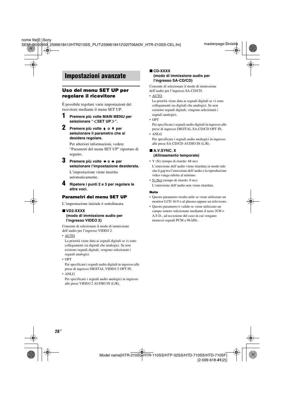 Impostazioni avanzate | Sony HTD-710SF User Manual | Page 74 / 92