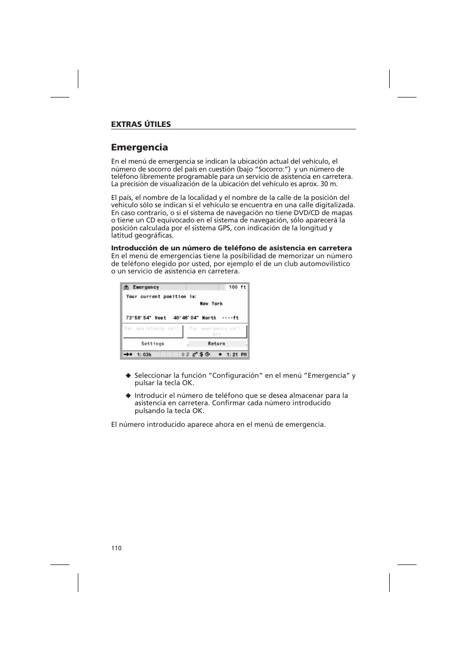 Emergencia | Audiovox NPD 5500 User Manual | Page 109 / 113