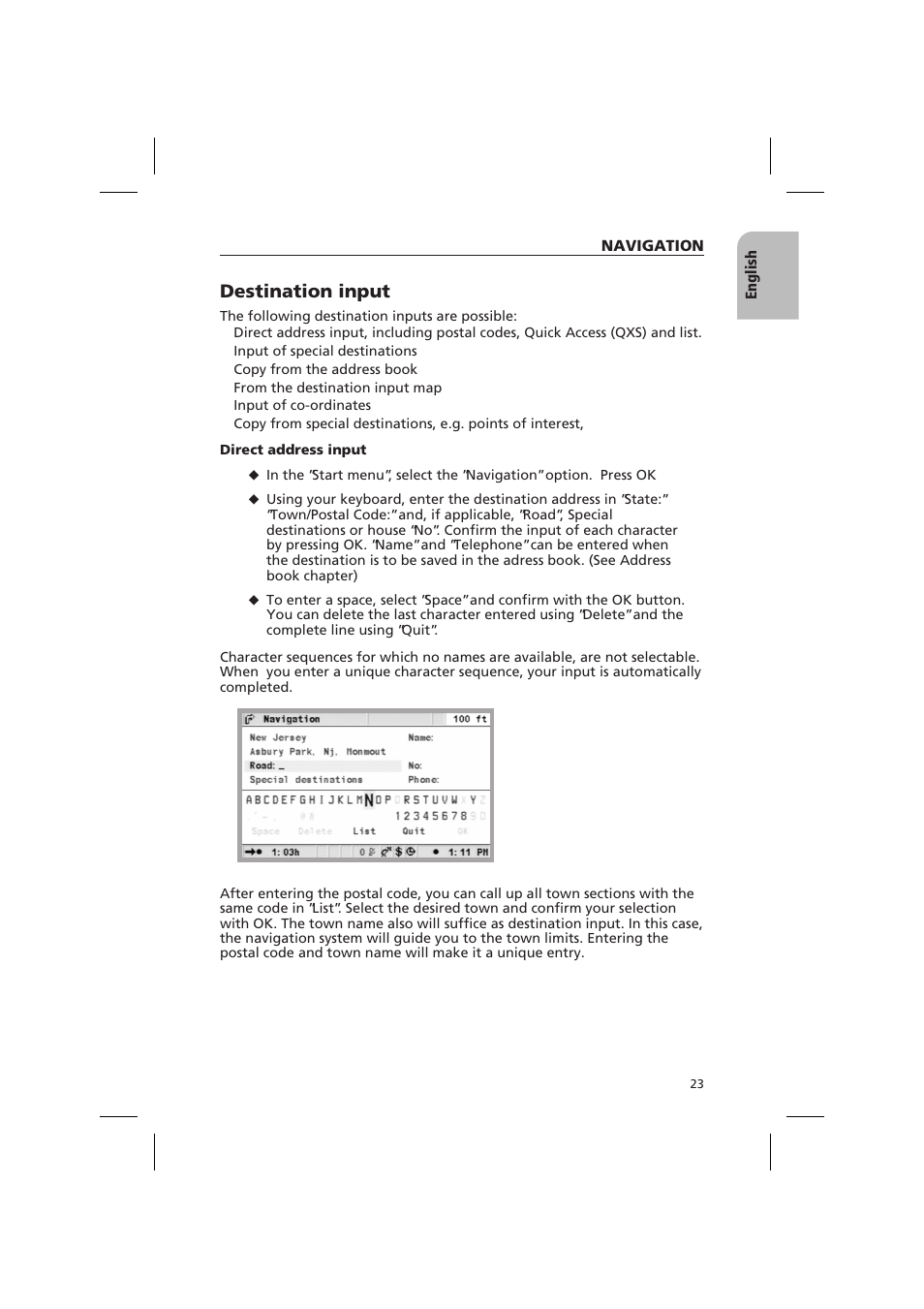 Destination input | Audiovox NPD 5500 User Manual | Page 22 / 113