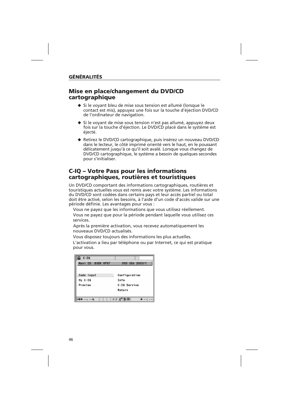 Mise en place/changement du dvd/cd cartographique | Audiovox NPD 5500 User Manual | Page 45 / 113