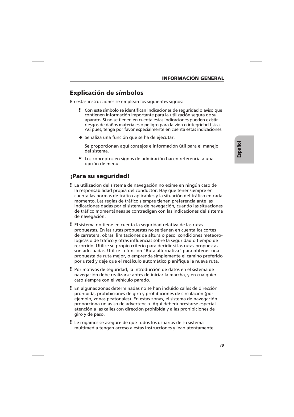 Explicación de símbolos, Para su seguridad | Audiovox NPD 5500 User Manual | Page 78 / 113