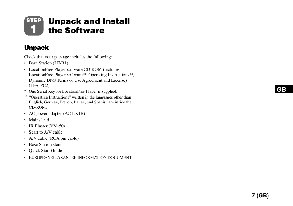 Step1 unpack and install the software, Unpack and install the software, Unpack | Sony LF-PK1 User Manual | Page 11 / 155