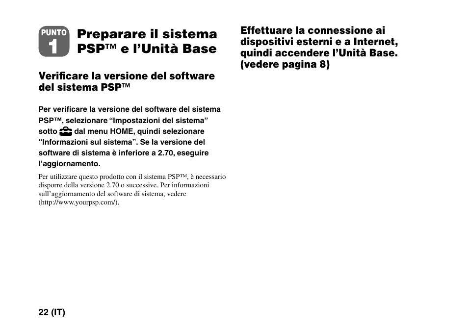 Punto1 preparare il sistema psp™ e l’unità base, Punto 1 preparare il sistema psp™ e l’unità base, Preparare il sistema psp™ e l’unità base | Sony LF-PK1 User Manual | Page 116 / 155