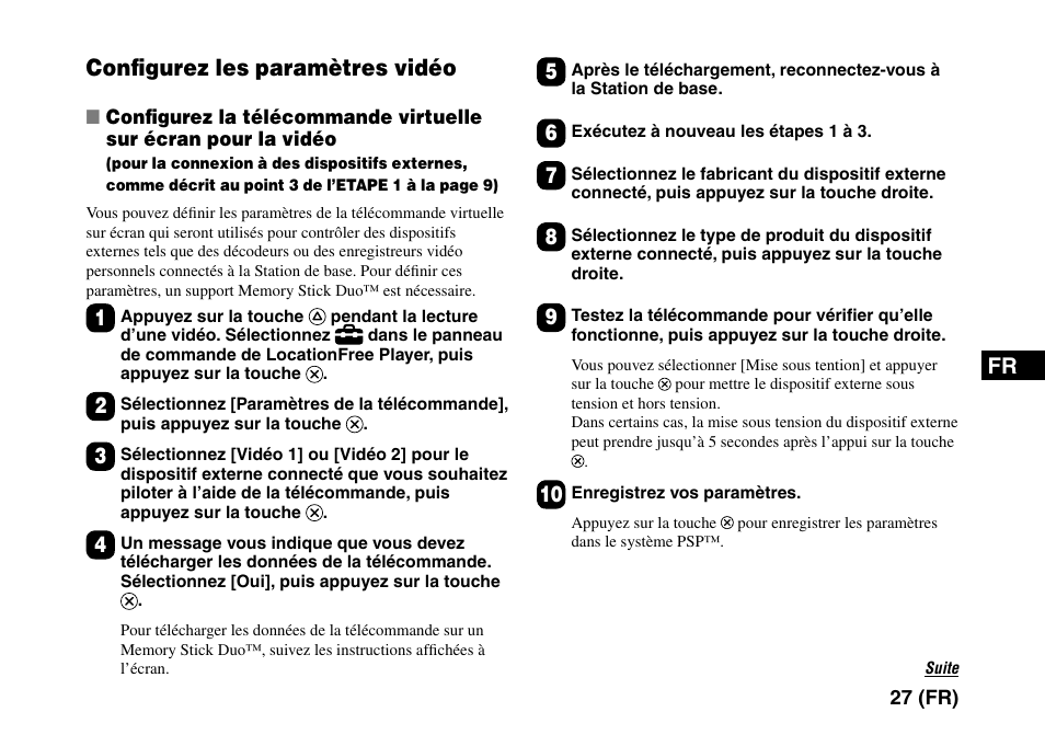 Conﬁgurez les paramètres vidéo | Sony LF-PK1 User Manual | Page 61 / 155