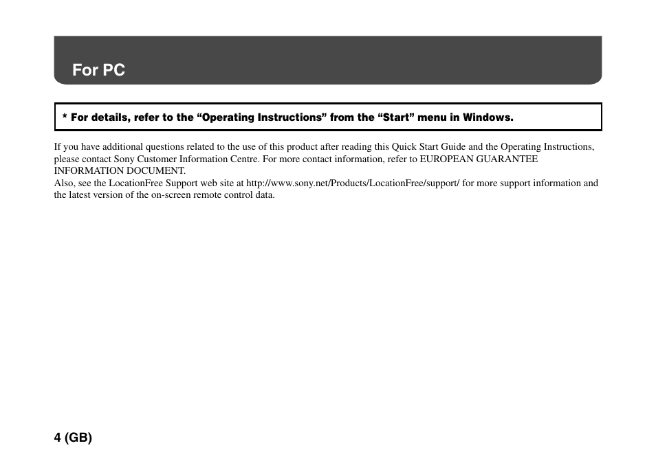 For pc | Sony LF-PK1 User Manual | Page 8 / 155