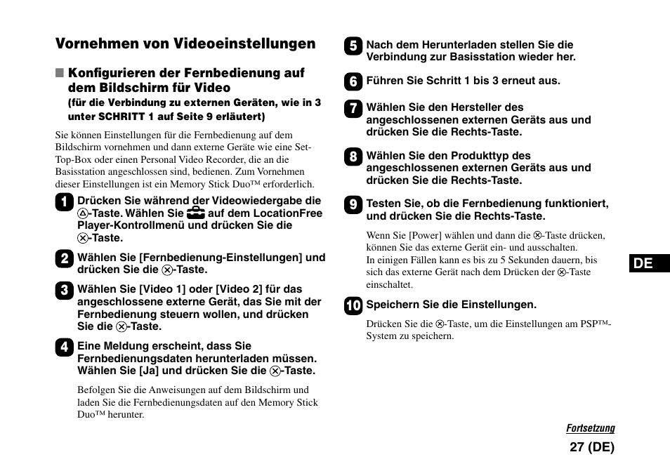 Vornehmen von videoeinstellungen | Sony LF-PK1 User Manual | Page 91 / 155