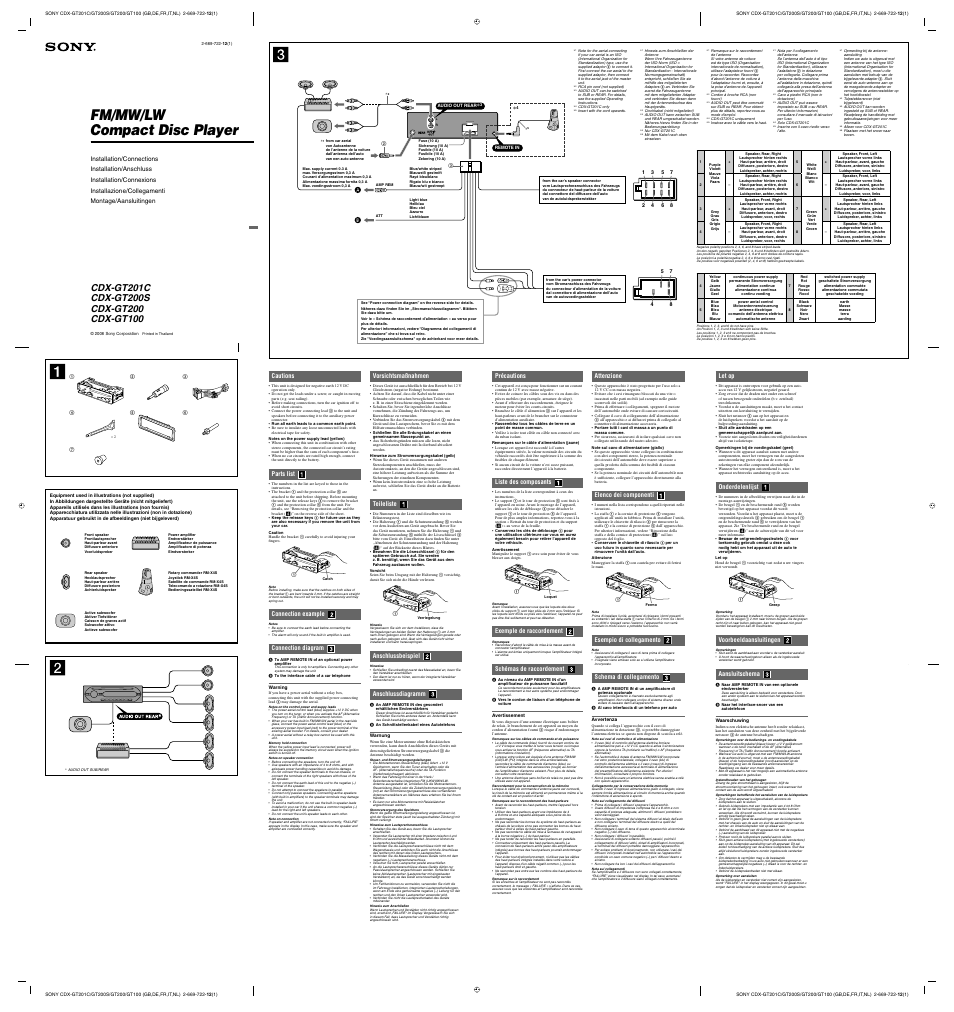 Sony CDX-GT100 User Manual | 2 pages