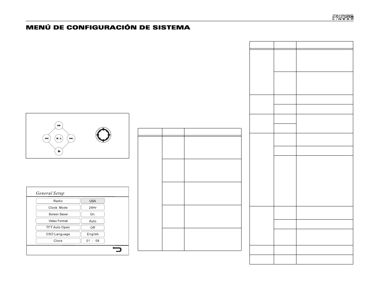 Menú de configuración de sistema | Audiovox UV7 User Manual | Page 47 / 92