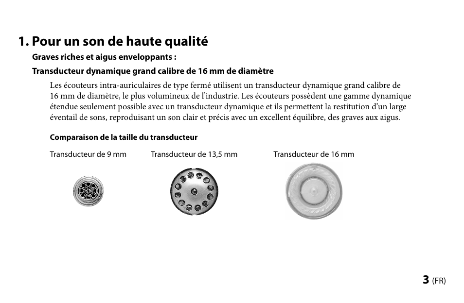 Pour un son de haute qualité | Sony MDR-EX1000 User Manual | Page 17 / 88