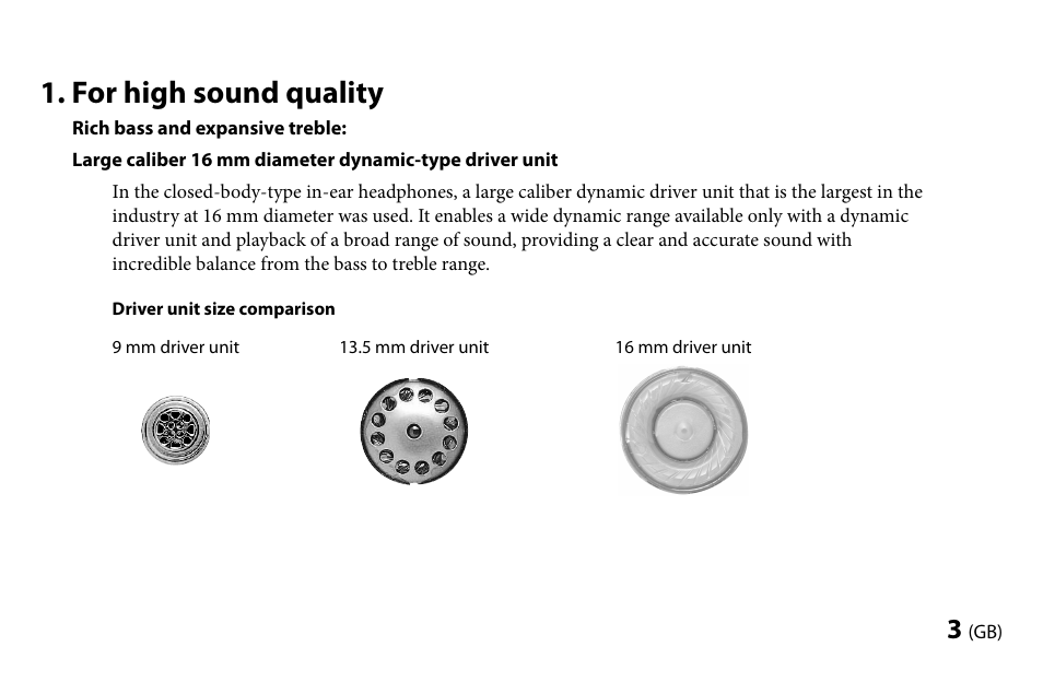 For high sound quality | Sony MDR-EX1000 User Manual | Page 3 / 88