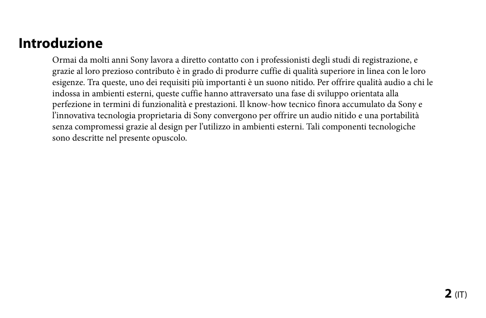 Introduzione | Sony MDR-EX1000 User Manual | Page 58 / 88