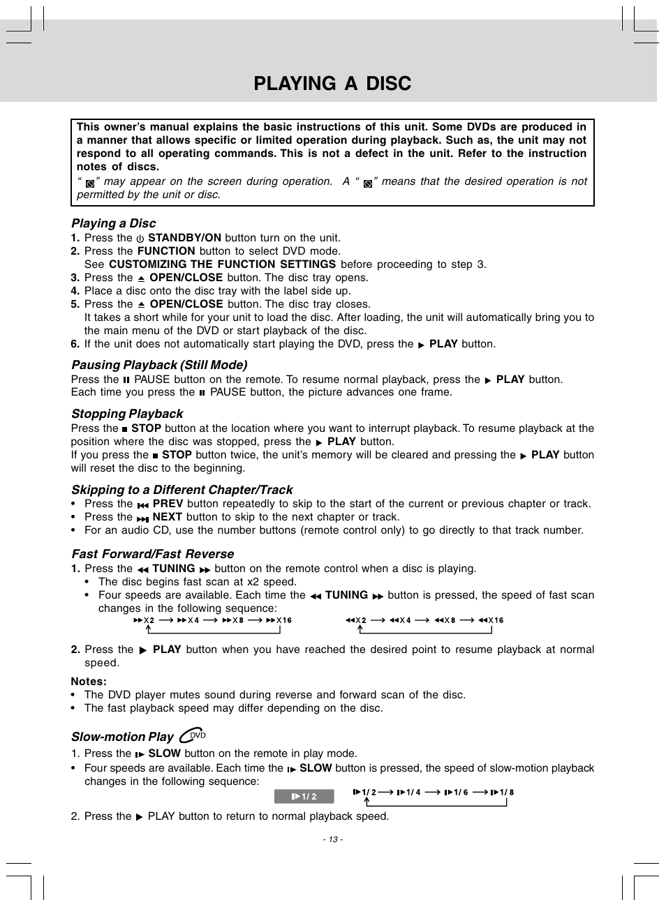 Playing a disc | Audiovox DV 7300 User Manual | Page 14 / 24