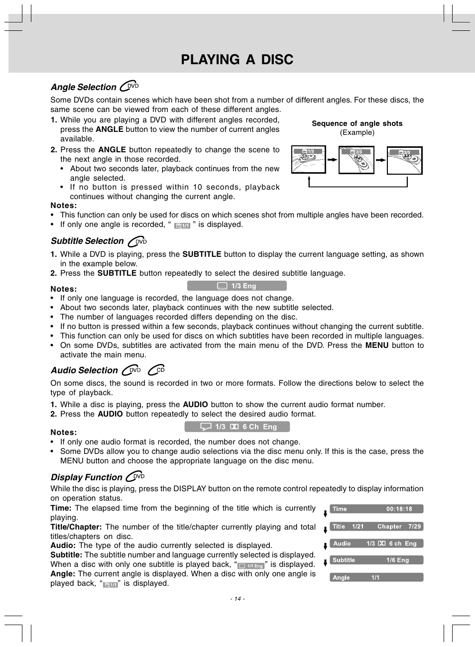 Playing a disc | Audiovox DV 7300 User Manual | Page 15 / 24