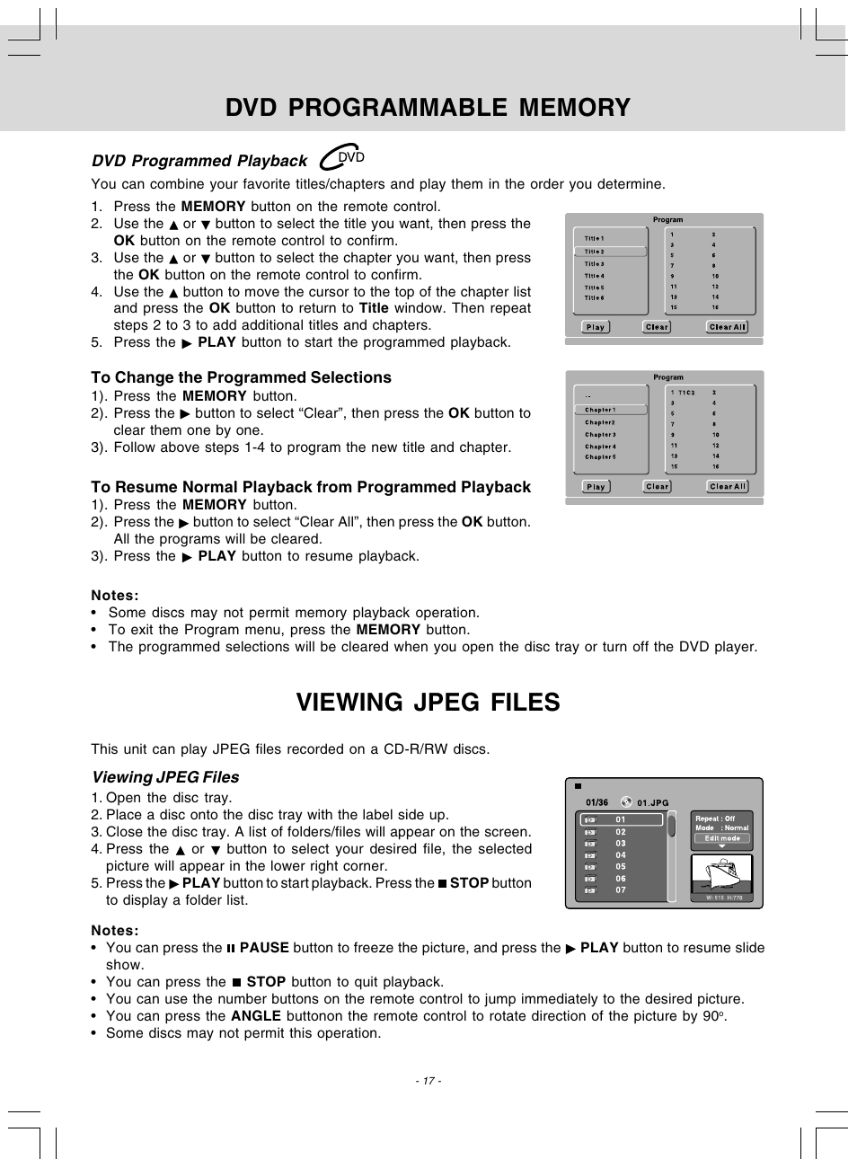 Viewing jpeg files | Audiovox DV 7300 User Manual | Page 18 / 24