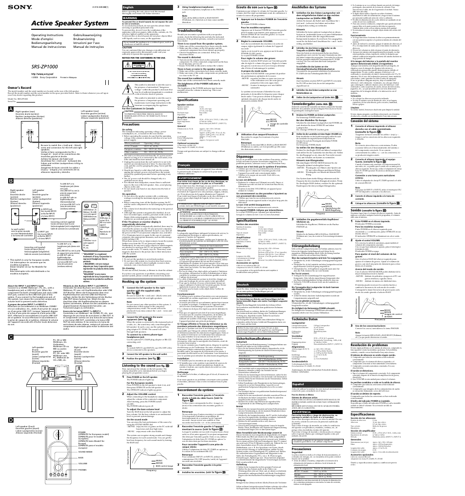 Sony SRS-ZP1000 User Manual | 2 pages