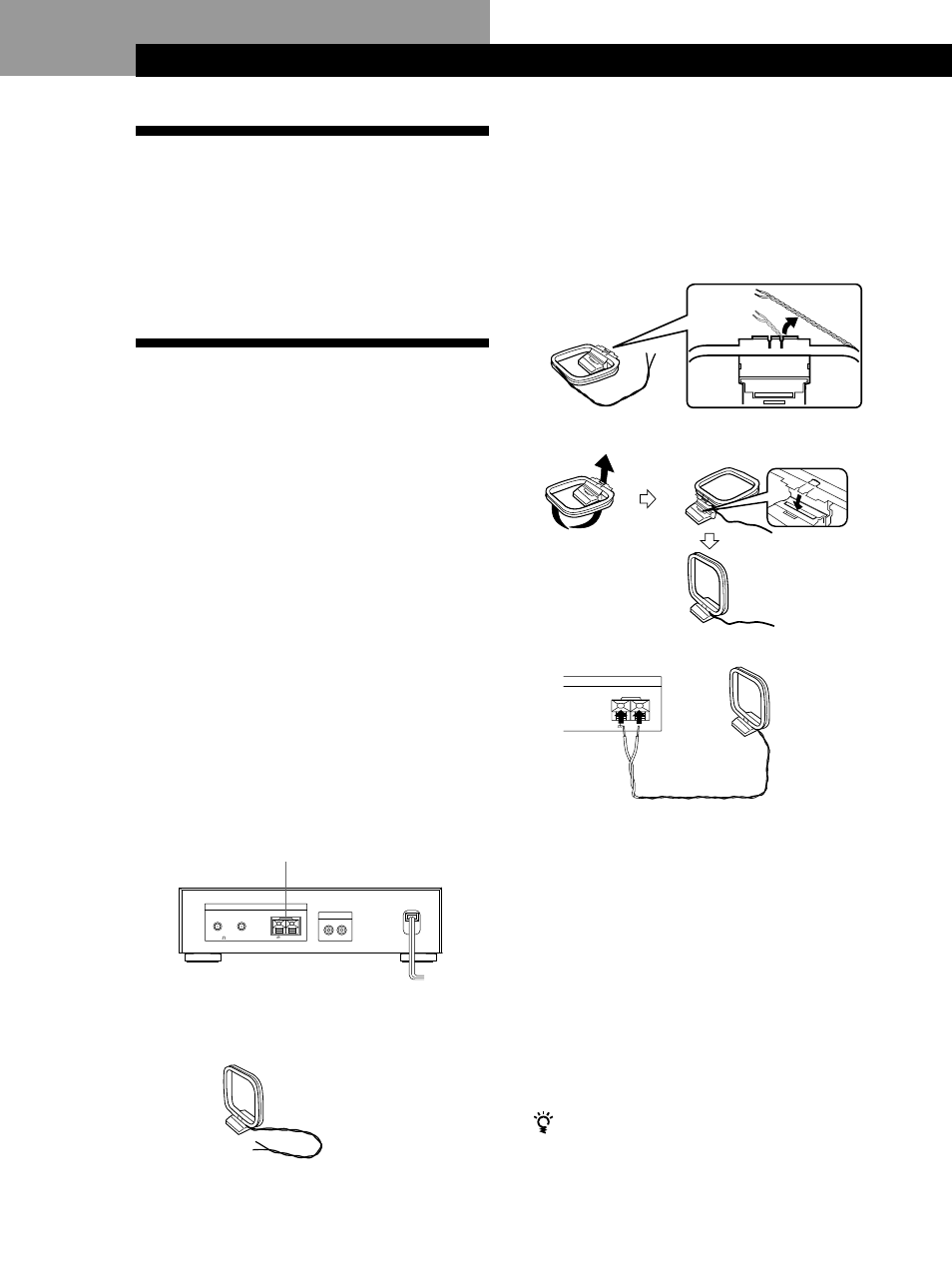 Uppackning, Anslutningarna till stereoanläggning, Innan anslutningarna utförs | Anslutning av mv/lv-antenner, Förberedelser | Sony ST-S3000ES User Manual | Page 116 / 128