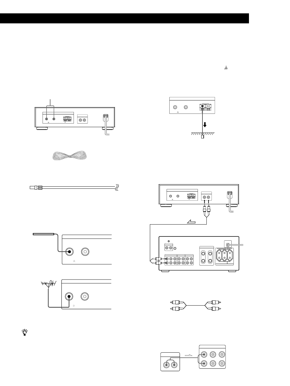 Conexión de una antena de fm, Preparativos, Conexión de un conductor de puesta a tierra | Conexión a un amplificador, Continúa) | Sony ST-S3000ES User Manual | Page 37 / 128