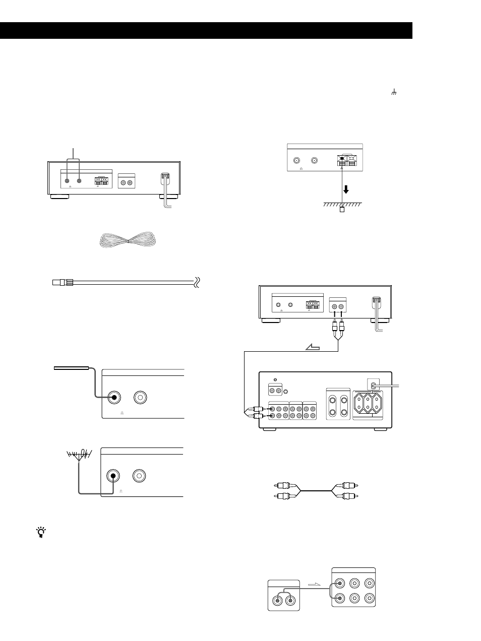 Fm aerial hookups, Getting started, Connecting a ground wire | Amplifier hookups, Continued) | Sony ST-S3000ES User Manual | Page 5 / 128
