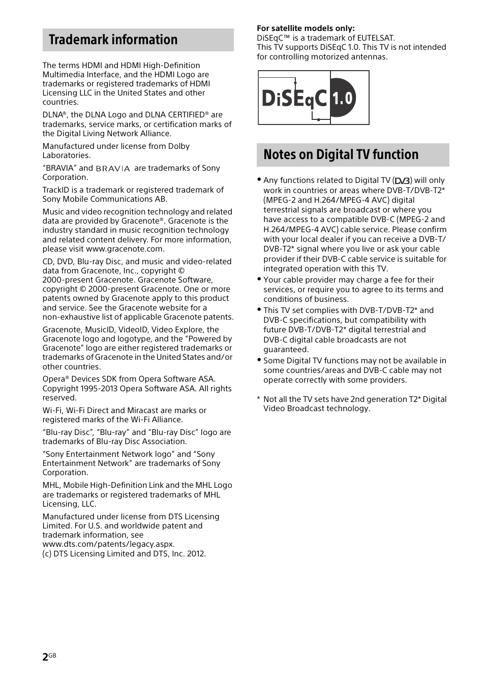 Sony KDL-32W653A User Manual | Page 2 / 124
