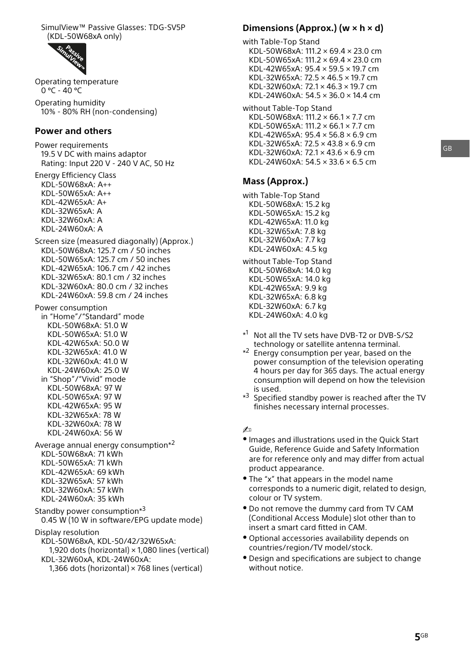 Sony KDL-32W653A User Manual | Page 5 / 124