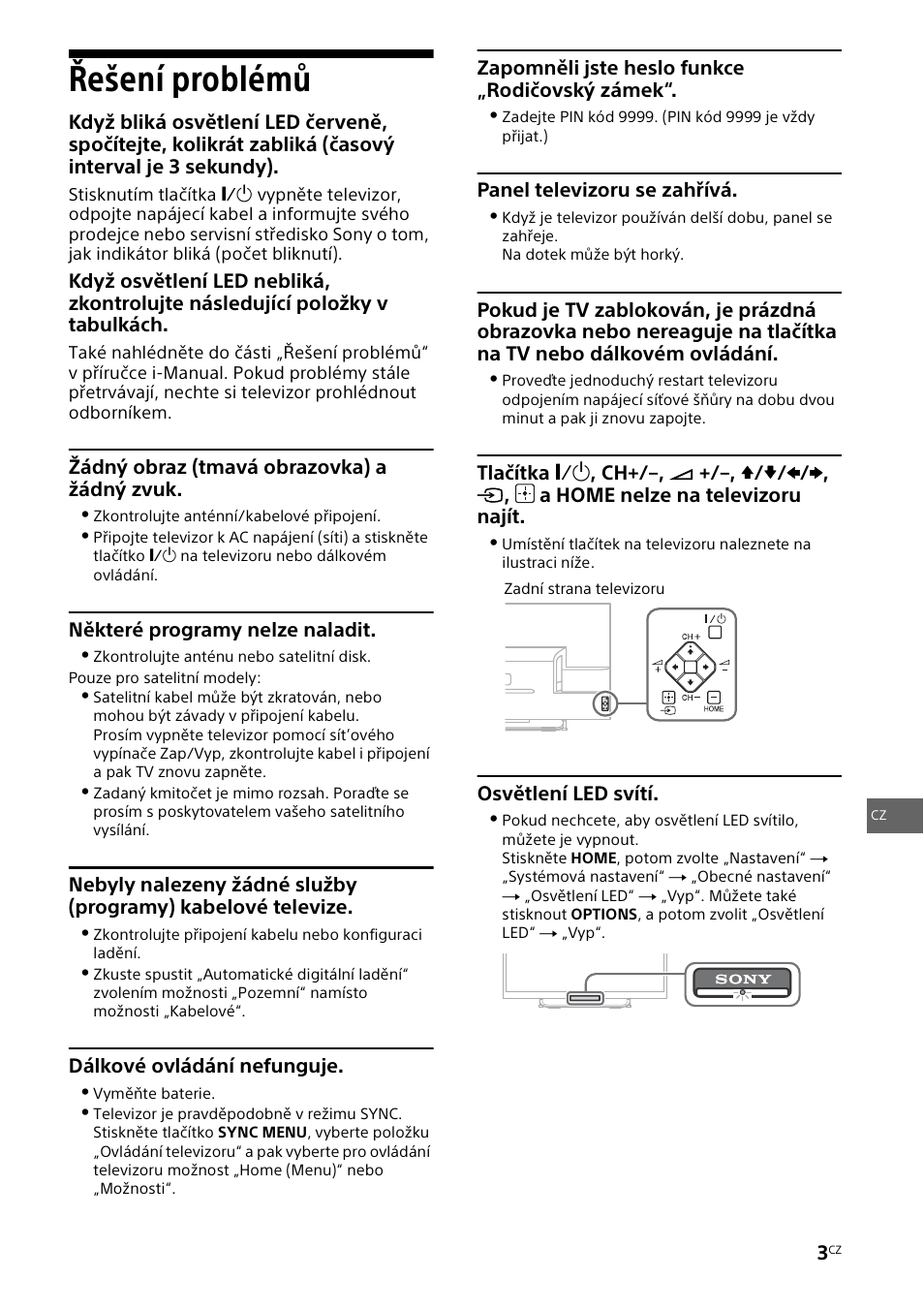 Řešení problémů | Sony KDL-32W653A User Manual | Page 71 / 124