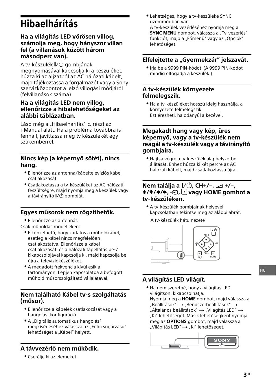 Hibaelhárítás | Sony KDL-32W653A User Manual | Page 83 / 124