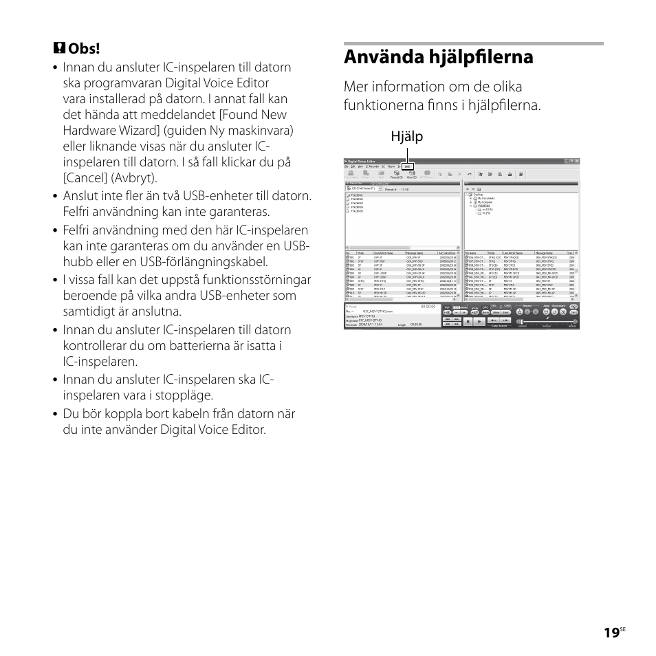 Använda hjälpfilerna | Sony ICD-P520 User Manual | Page 19 / 84