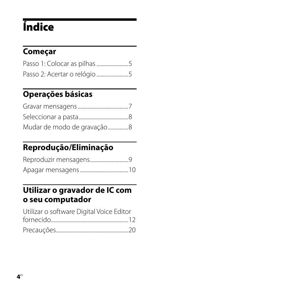 Índice | Sony ICD-P520 User Manual | Page 24 / 84