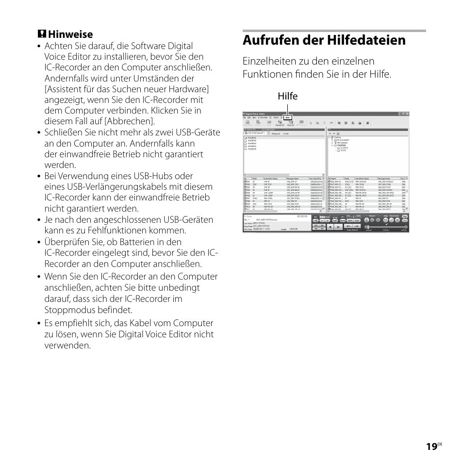 Aufrufen der hilfedateien | Sony ICD-P520 User Manual | Page 59 / 84