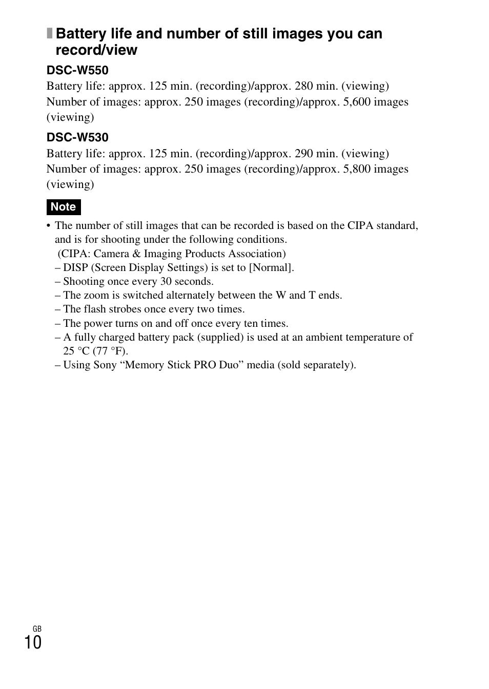 Sony DSC-W550 User Manual | Page 10 / 427
