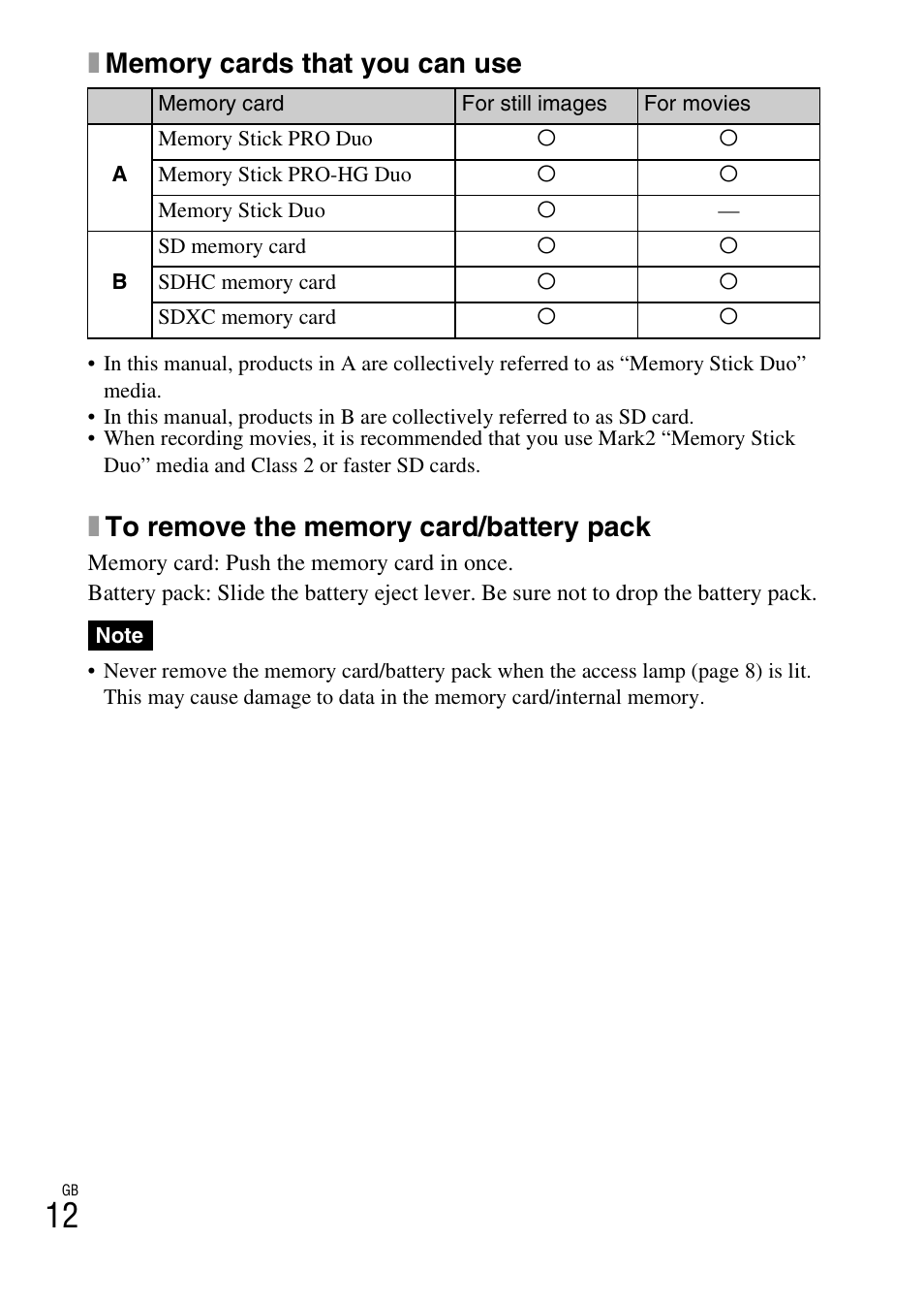 Sony DSC-W550 User Manual | Page 12 / 427