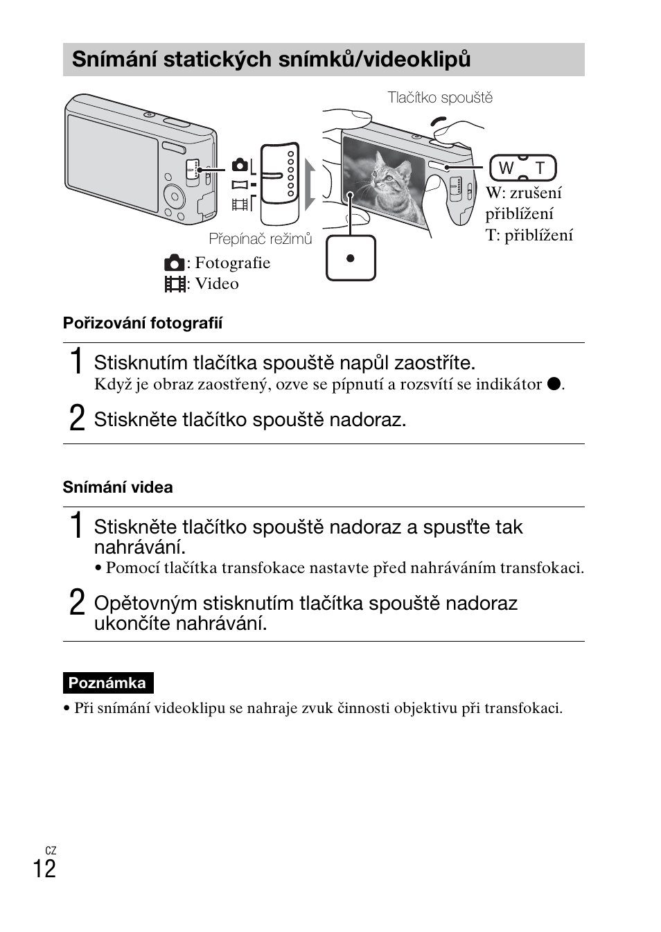 Snímání statických snímků/videoklipů | Sony DSC-W550 User Manual | Page 192 / 427