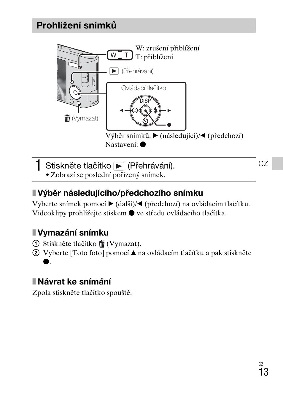 Prohlížení snímků | Sony DSC-W550 User Manual | Page 193 / 427