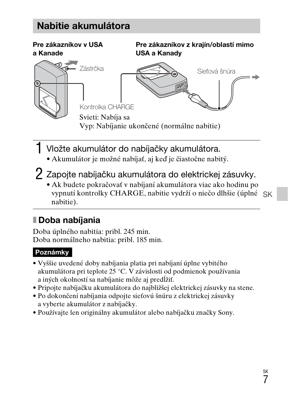 Nabitie akumulátora | Sony DSC-W550 User Manual | Page 231 / 427