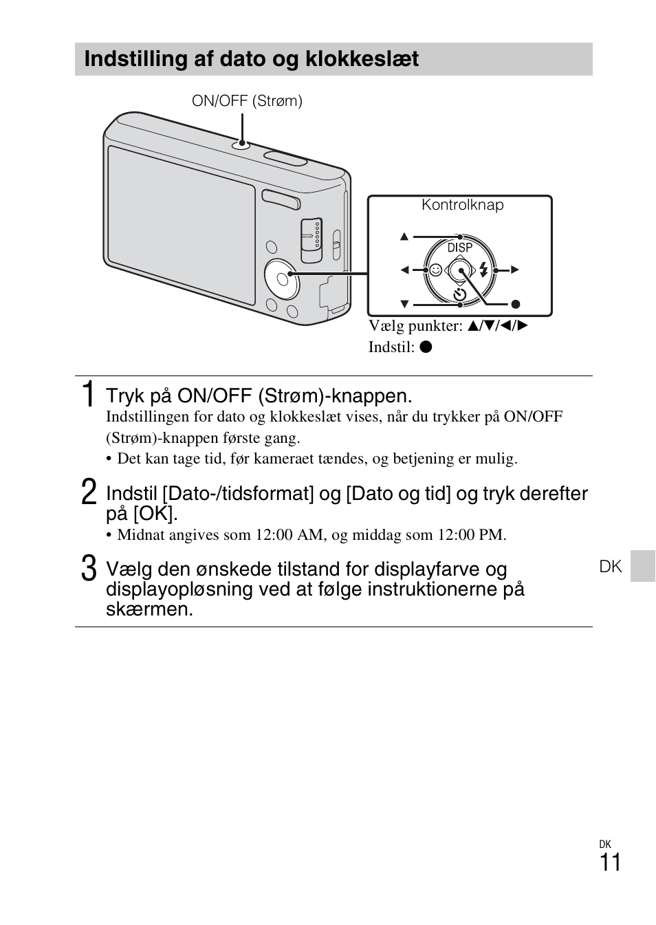 Indstilling af dato og klokkeslæt | Sony DSC-W550 User Manual | Page 319 / 427