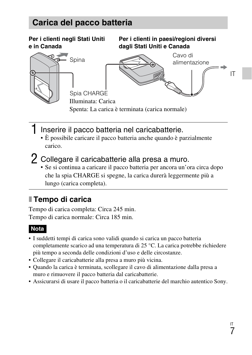 Carica del pacco batteria | Sony DSC-W550 User Manual | Page 53 / 427