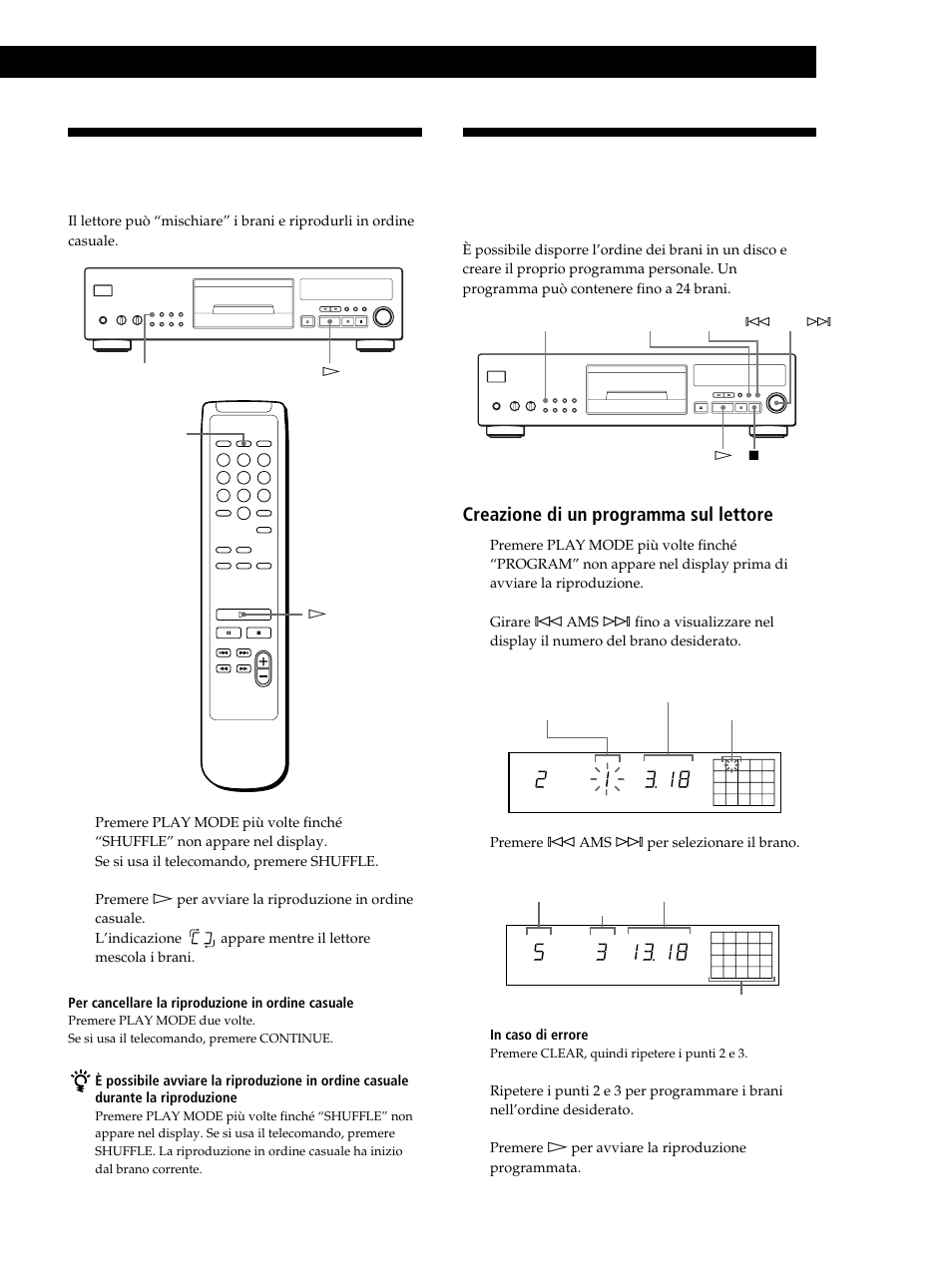 Riproduzione di cd, Creazione di un programma sul lettore 1 | Sony CDP-XB630 User Manual | Page 52 / 104