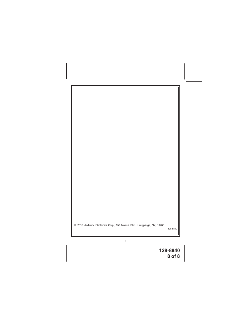 Audiovox SS91 User Manual | Page 8 / 8