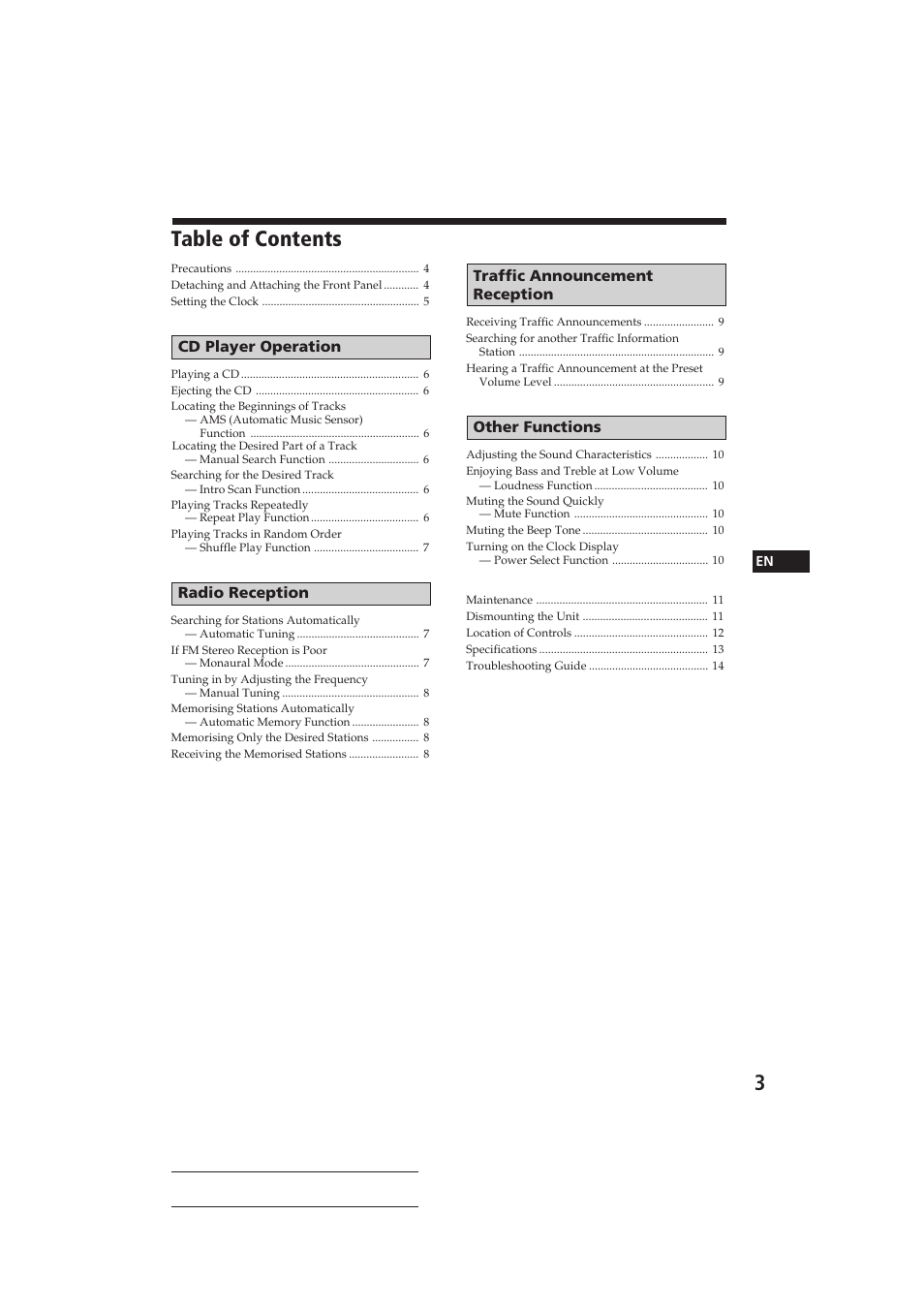 Sony CDX-3002 User Manual | Page 3 / 61