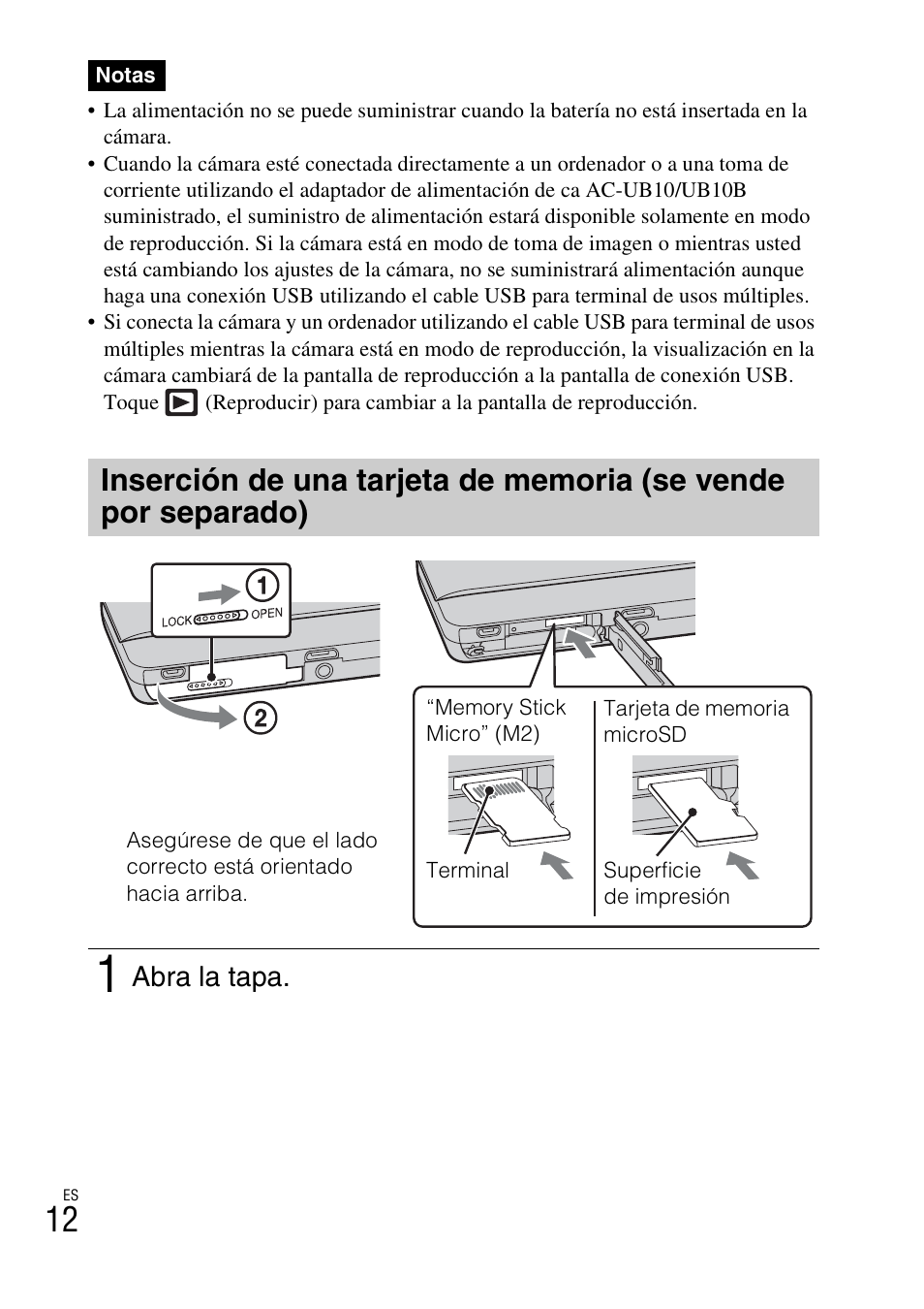 Abra la tapa | Sony DSC-TX77 User Manual | Page 102 / 551