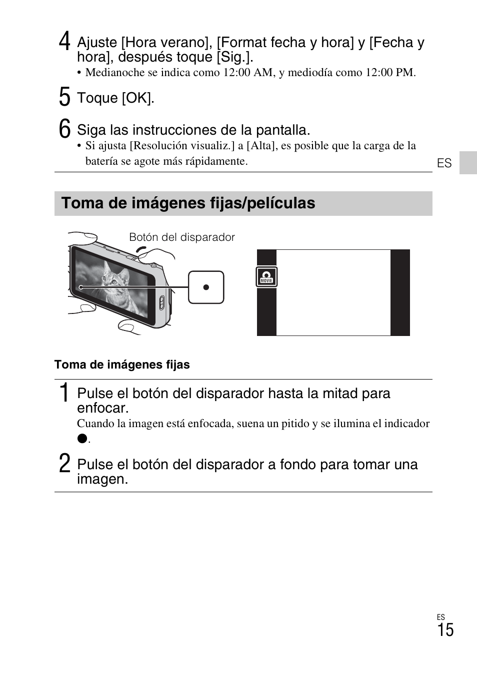 Toma de imágenes fijas/películas | Sony DSC-TX77 User Manual | Page 105 / 551