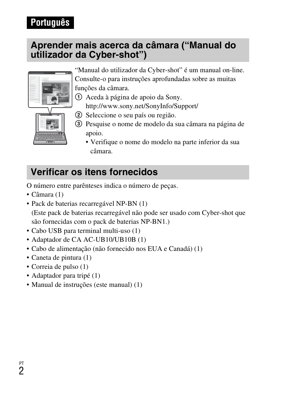 Português, Verificar os itens fornecidos | Sony DSC-TX77 User Manual | Page 120 / 551